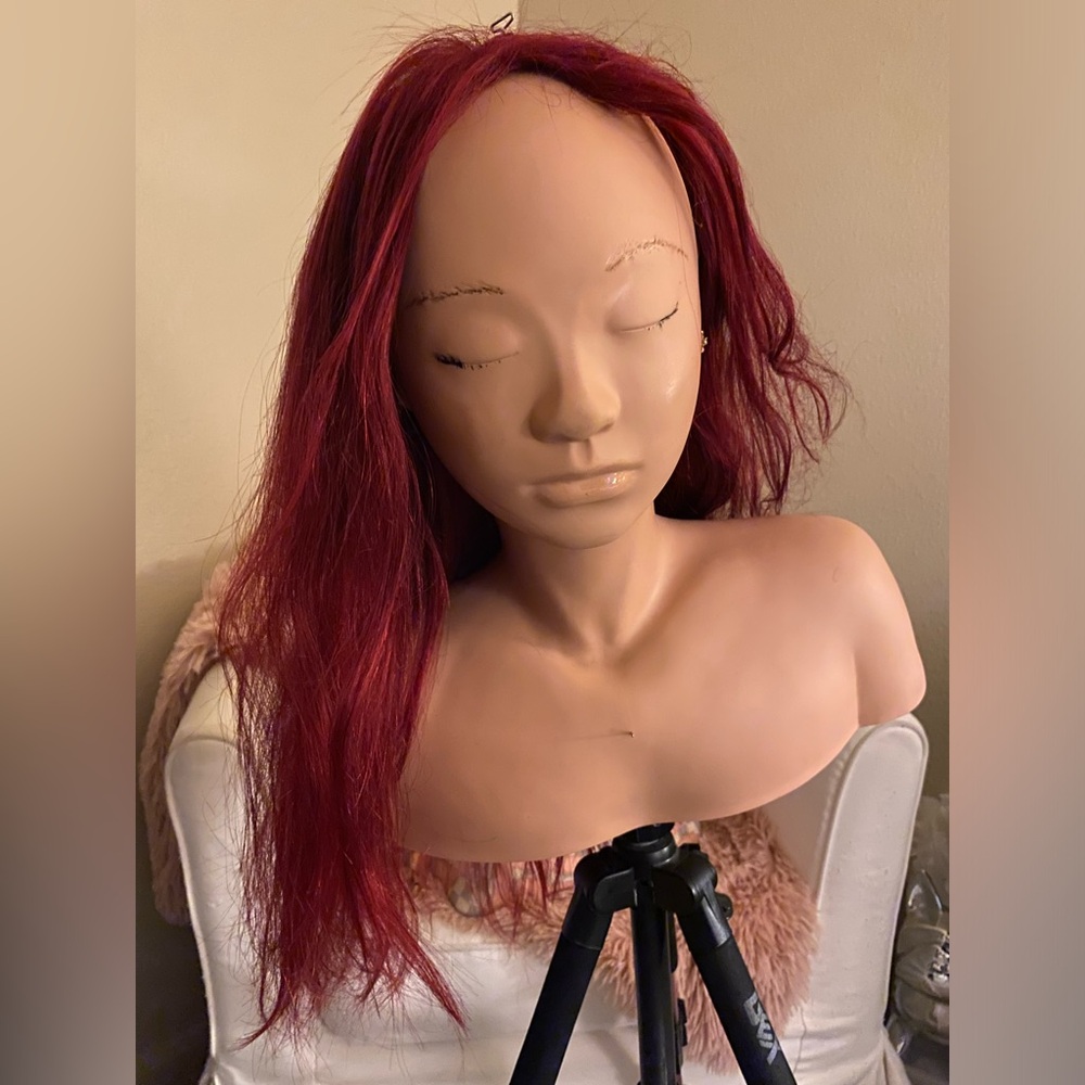 Human Hair Lace Front Red 99J Wig
